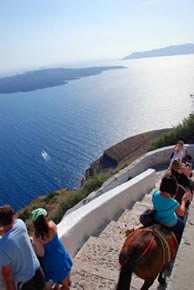 Path to the harbor on Santorini