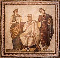 mosaic of the author Virgil and his muses